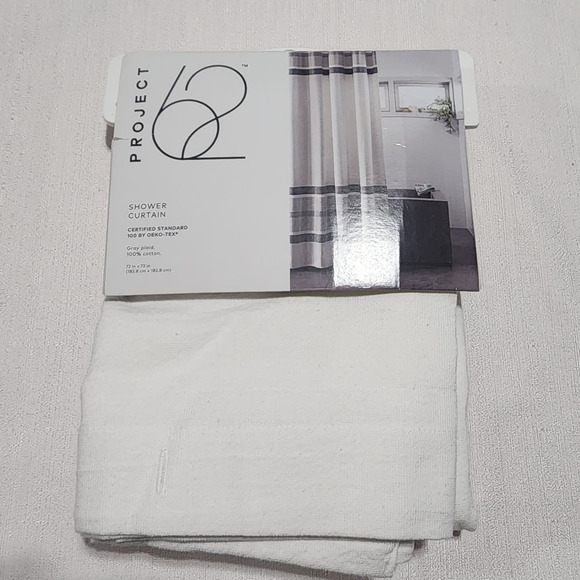 project 62 shower curtain 100% cotton 72 x72 gray plaid - Picture 6 of 6